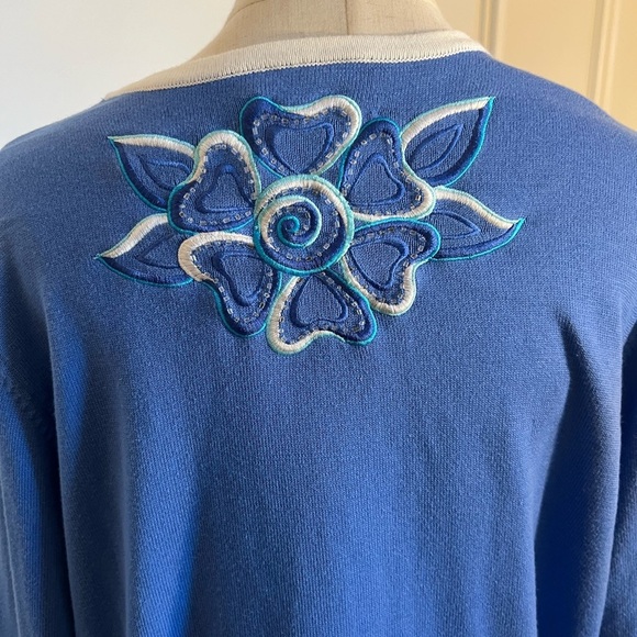 Bob Mackie wearable art cardigan sweater embellished cut out blue women size xl - Picture 4 of 6